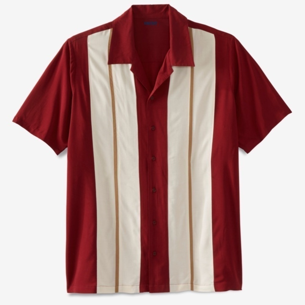 KINGSIZE NWT 4XL Tall SHORT-SLEEVE COLORBLOCK RAYON SHIRT Retro / Bowl New Gift